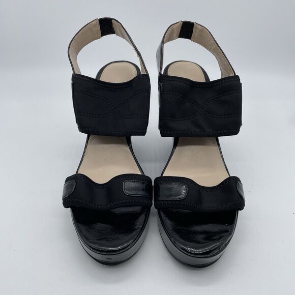 Adrienne Vittadini AV-CONCERTO Wedge Heels Women’s 8M Black Patent Sling Back - Picture 7 of 16